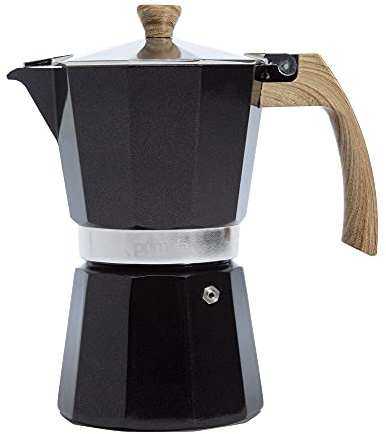 Primula Aluminum Stove Top Espresso Coffee Maker, Percolator Coffee Pot for Moka, Cuban Coffee, Cappuccino, Latte and more, Perfect for Camping, 6 Cup, Black