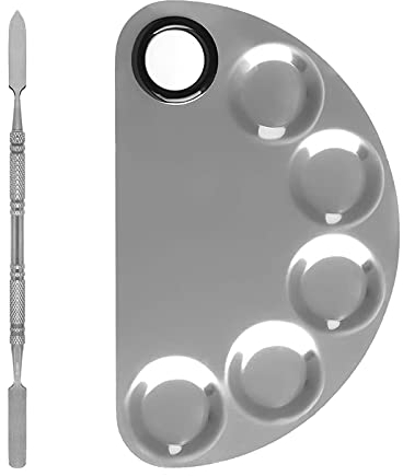 AIBAOBAO Make-up Mischpalette, Edelstahl Mischpalette mit Spachtel Idee für Make-UP Kosmetik oder Nagelkunst & Edelstahl Spatel Tool Set für Make-up/Nail Art
