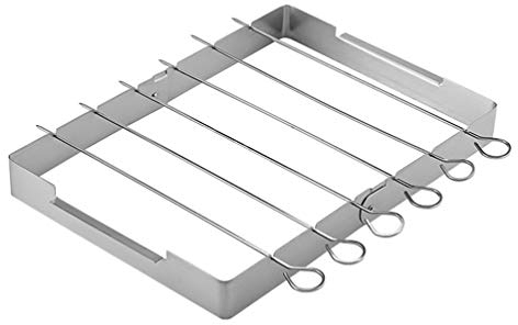 Cabilock Stainless Steel Shish Kabob Skewer Sticks and Rack Set, Barbecue Kabob Skewers with Foldable Grill Rack for Outdoor Camping Bbq