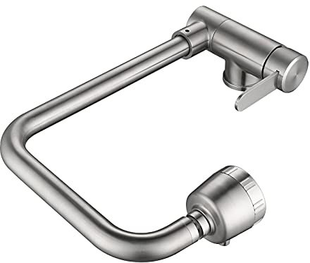 SJQKA-Mitigeur Cuisine Rabattable,robinet Cuisine Rabattable Sous Fenetre Avec 2 Jets, acier inoxydable 304 Robinet Évier Pivotant à 360° (Nickel Brossé)