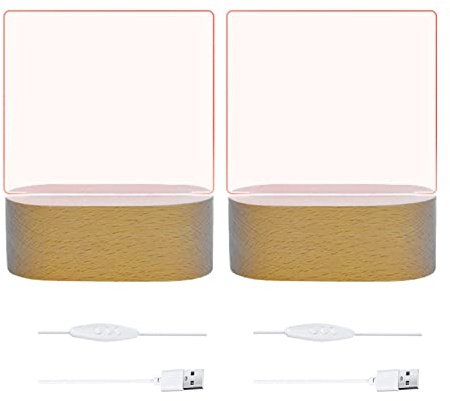 Base espositiva con luce a LED in legno 2 pezzi con piastra in acrilico 2 pezzi, base illuminata in legno regolabile con luminosità a 7 colori per lastra in cristallo acrilico(ovale colorato)