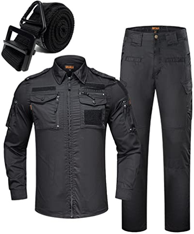 YuanDiann Herren Outdoor Taktische Tarnkleidung 3-teiliges Set, Hemd & Hose & Multifunktional Gürtel，Trekking Bergsteigen Militär Combat Camouflage Jagdbekleidung