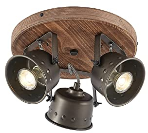 Ceiling Light 'Rubinjo' dimmable (Vintage, Antique) in Black Made of Metal for e.g. Living Room & Dining Room (3 Light Sources, GU10) from Lindby | floodlight, Spotlight