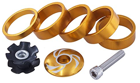 iSpchen 5 Stück Fahrrad Vorbau Spacer Fahrradgabel Steuersatz Spacer Set Aluminium Headset Spacer Abstandshalter Distanzringe MTB Rennrad für 1-1/8 Vorbau und Gabel Steuersatzkappe
