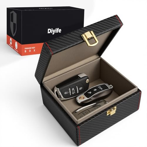 Diyife Faraday Box for Car Keys, RFID Key Box Signal Blocker, Fit 5-7 Keys | Premium Carbon Fiber Scratch Resistant, Double Shielding Fiber, Anti-Theft Keyless Car Key Signal Blocker, Gift for Men