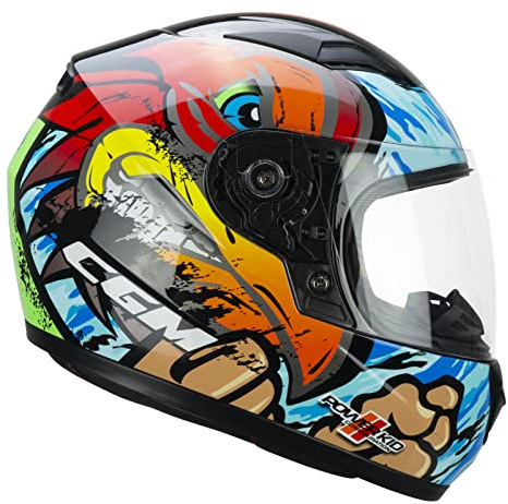 CGM Lucky - Casco Integral Unisex para niños, Azul, Rojo y Verde, YXL 53-54 cm