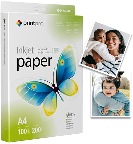 Fotopapier PrintPro von COLORWAY hoch glänzend A4 200g/m² 100 Blatt Sofort Trocken Wasserfest für alle Tintenstrahldrucker