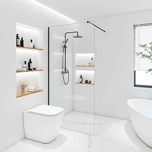 Home Deluxe - Duschabtrennung - BAKI - Breite: 130 cm, Profil Schwarz, Klarglas, Aluminiumrahmen - 10 mm ESG - Sicherheitsglas I Walk in Dusche, Duschwand, Duschtür