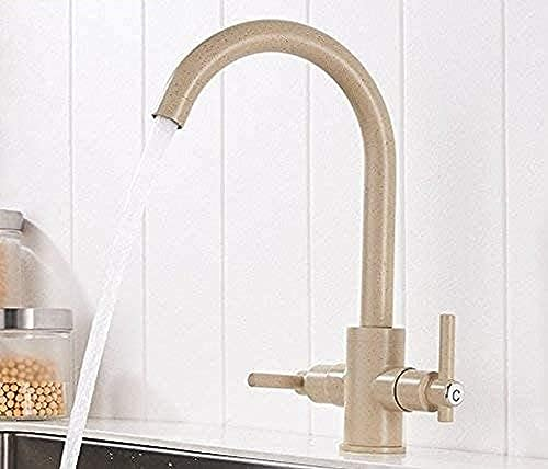 Wasserhahn Zwei Paar warme und kalte Küchenarmaturen Ofenfarbe Beige Rauchhahn.
