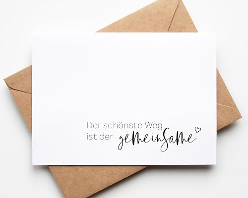 KAMEWI® Postkarte DER SCHÖNSTE WEG Statement | Inkl. Briefumschlag aus Kraftpapier | Hochzeit Verlobung Liebe Jahrestag
