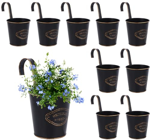 eROOSY 10er Set Blumentopf Hängend, Blumentopf zum Aufhängen, Blumentopf aus Metall für Pflanzen, Hängetöpfe, Metall hängende Blumentöpfe