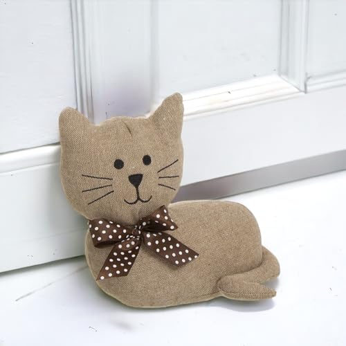 ROCKING GIFTS Türstopper, Türstopper für Boden, Plüschkatze, 20 cm, 1,2 kg Gewicht, Stoff-Türstopper mit dekorativer Sandfüllung