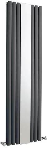 Balterley Vertical Double Panel Radiator with Mirror, Anthracite Radiator with Rounded Vertical Panel, Central Heating Radiators for Bathroom, Kitchen - 499mm x 1800mm, 4006 BTU (Anthracite)