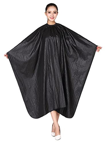 DOITOOL Mantello Parrucchiere Per Adulto Grembiule Da Salone Per Taglio e Colore Telo Protettivo Leggero e Facile Da Pulire Nero