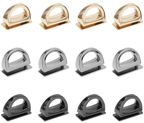 LT Easiyl 12 Stück 13mm Metall-D-Ring-Taschenverbinder Mehrere Anschlüsse D-Ring mit Schrauben Geldbörsen-Aufhängungsverschlüsse für die Herstellung von DIY-Lederhandtaschen Gürteln