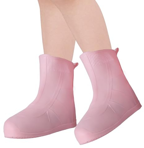 Adorila Kids Waterproof Silicone Shoe Covers, Reusable Anti-Slip, Pink, S