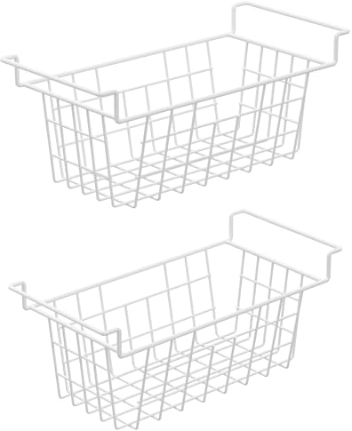 blitzlabs Chest Freezer Organizer Bins, Deep Freezer Basket Storage Wire Metal Hanging Baskets 17.5inch 2Packs