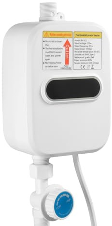 Calentador de agua eléctrico para ducha, 220 V, 3500 W, sin depósito, mini calentador de agua, grifo de cocina, grifo instantáneo, con cabezal de ducha e indicador de temperatura (30-55 ℃)
