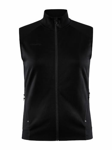 Craft ADV UNIFY VEST | Damväst XL | svart | lätt väst för kvinnor av återvunnen polyester | löpväst för kvinnor | med krage | 2 fickor | damväst sommar lätt, svart, XL