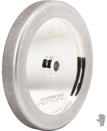 MORESUPERHARD 4-in-1 CBN-Schleifscheibe, 20,3 cm, Körnung 80, 3,2 cm breit, 1,6 cm Dorn zum Schärfen von Hochgeschwindigkeitsstahlwerkzeugen, Drechselwerkzeugen (Körnung 80)