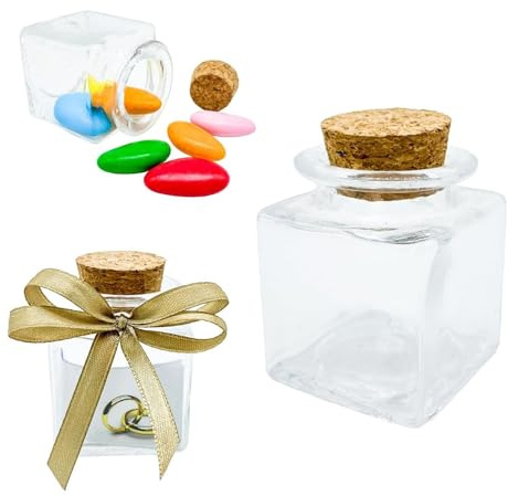 Doni Bomboniere 30 bocaux 4 x 4 x 4 Transparents pour confettis Personnalisés DIY pour mariage, baptême, naissance, communion, remise de diplôme