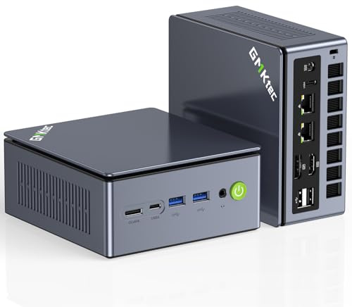 GMKtec Mini PC Gaming, M7 Ultra Ryzen 7 Pro 6850U, 32GB DDR5 RAM + 1TB SSD PCIe, Oculink, Double LAN 2.5G, Ordinateur de Bureau avec Double USB4, HDMI 2.1, USB-C