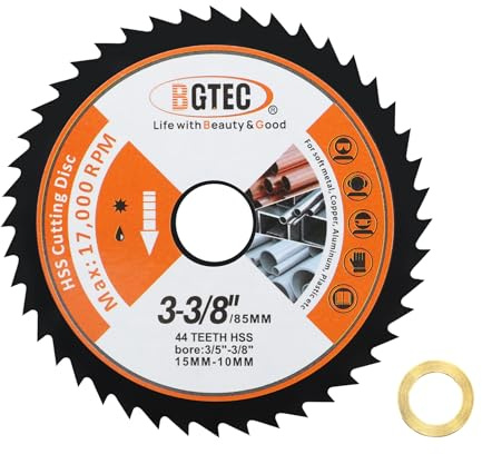 HSS Metal saw blade - BGTEC 85MM Circular Saw Blade 44T 15/10MM Bore for Soft Metal,Aluminium,Copper,Wood,Plastic