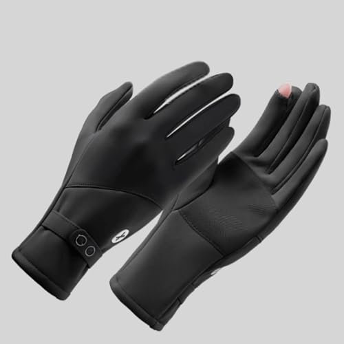 SUREK Caldi Guanti in Poliestere con Dita Touch Screen Fodera Calda Guanti da Ciclismo con Fibbia Elastica per la Guida in Bicicletta Comodo