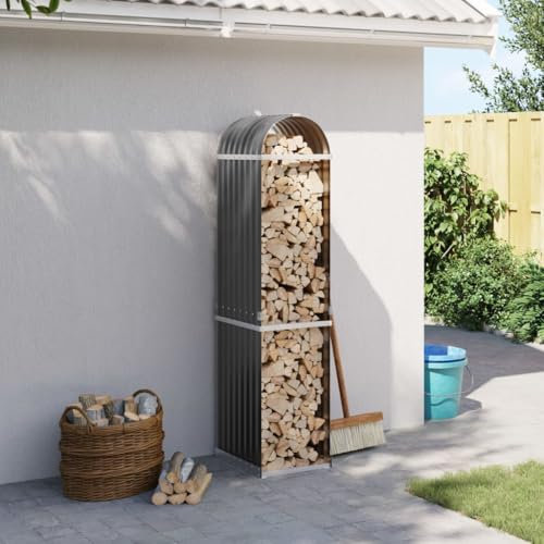 Xichuzi Kaminholzunterstand Anthrazit 40x45x170 cm Verzinkter Stahl, Holzunterstand, Holzstapelhilfe, Aufbewahrung Holz, Holzregal, Brennholzregal Außen, Kaminholz Aufbewahrung - 364558
