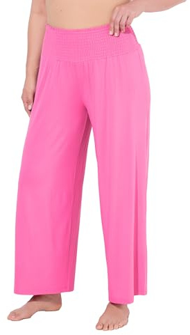 Ulla popken dam stora storlekar överdimensionerade marlenebyxor, vida ben, bred elastisk linning, ROSA, 56W / 32L