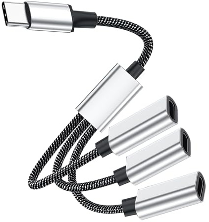 Cable Adaptador Divisor USB C, Convertidor Tipo C 3 en 1 para Carga Rápida PD, Cable USB Splitter, Cable de Transferencia de Datos y OTG para Consolas de Juegos y Más