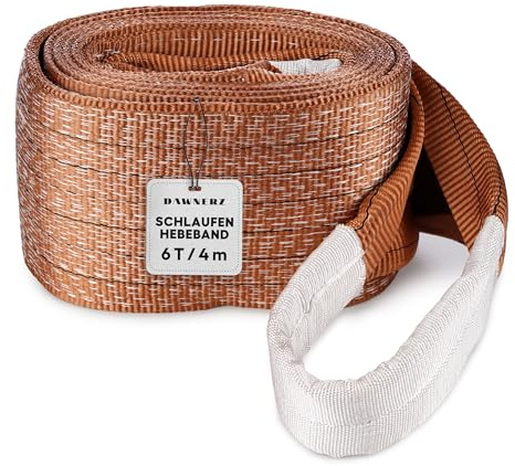 Schlaufen-Hebeband 6 t WLL – 4 m Nutzlänge – zweilagige Hebeschlinge | Polyester-Bandschlinge Typ B2 nach DIN EN 1492-1