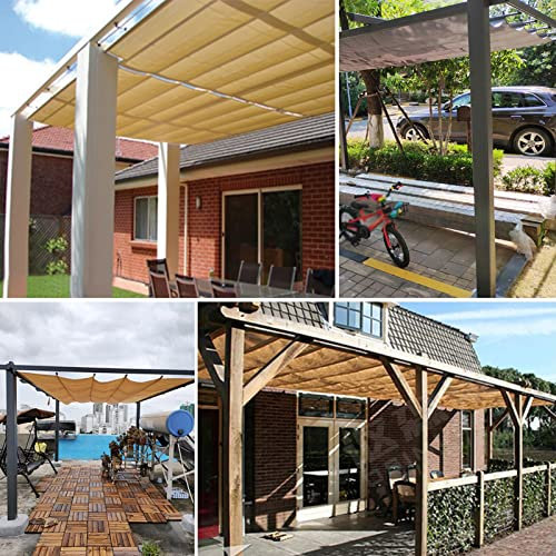 Ausziehbare wasserdichte Pergola-Abdeckung mit UV-Block, für Außenbereich, Terrasse, Vordach, Markise für Garten, Terrasse, Hinterhof, Beige, 1 x 6 m
