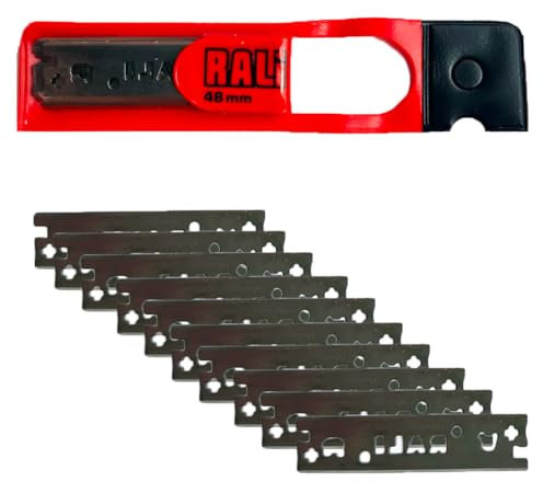 Pack of 10 x 48mm Chrome Blades for RALI 105/220 / 260 Planes | Set of 5 Original RALI Reversible Double-Edged Blades, No Sharpening Needed | For Carpenter’s or Woodworker's Plane