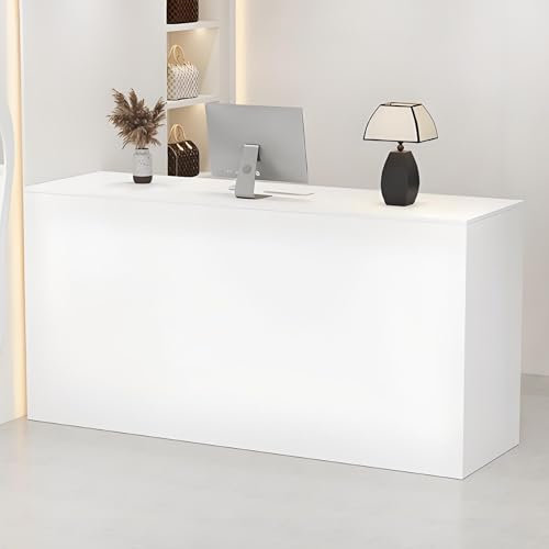 Snaweo Empfangstheke mit Theke für Salon-Empfangstresen, sehr platzsparend, Rezeptionstheke mit verschließbarer Schublade für Zuhause, Lobbys, Salons, Einzelhandel, Empfangsraum(Wit,100cm/39.3in)