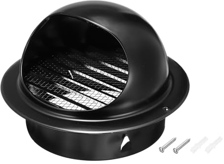 PATIKIL 5 Inch Vent Round Cover, Stainless Steel Exterior Wall Air Vent Louvered Soffit Vent Exhaust Outlet Hood for HVAC Ducting Exhaust Extractor Fan, Black