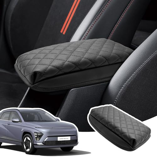 LANGBEAN Housse d'Accoudoir pour Hyundai Kona SX2 2024 2025 | Couvre Protection Accoudoir Console Centrale, Matériel Cuir PU Épaissi, Accessoires Rehausser l'Accoudoir de 4CM, Noir