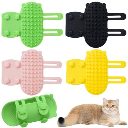 GGUFAY 4 StüCk Selbstreinigende KatzenbüRste, Silikon Massageecke FüR Katzen, Silikon Katzenpflege-Massage-HaarausfallbüRste Mit Riemen, Cat Self Groomer, FüR Katzen Massage Und Haarentfernung