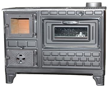 Giesty® Outdoor-Küchenofen Terrassenofen, Holzofen mit Holz und Holzkohle, Garten-Kamin, Outdoor-Küchenherd, Kuzine Soba (Glastür)