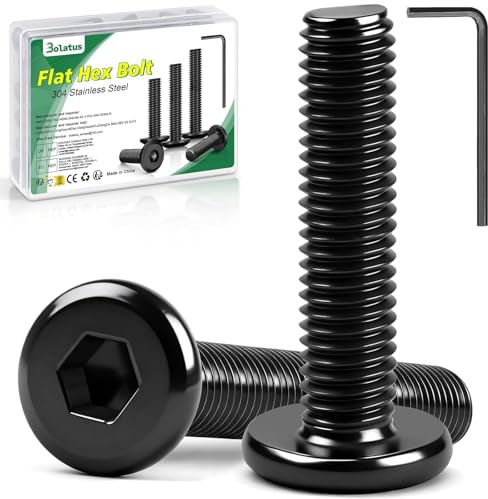 Bolatus 20 Stk M5x25 Innensechskant Flachkopfschrauben Schwarz Edelstahl