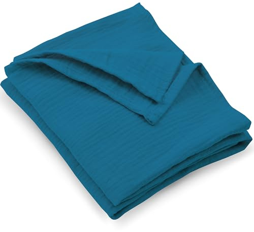 PinkZebra Babydecke 80 x 80 cm Bio-Double Gauze Musselin, Baby Decke aus 100% Bio-Baumwolle, Pucktuch, Made in EU, GOTS-Zertifizierung, Ocean