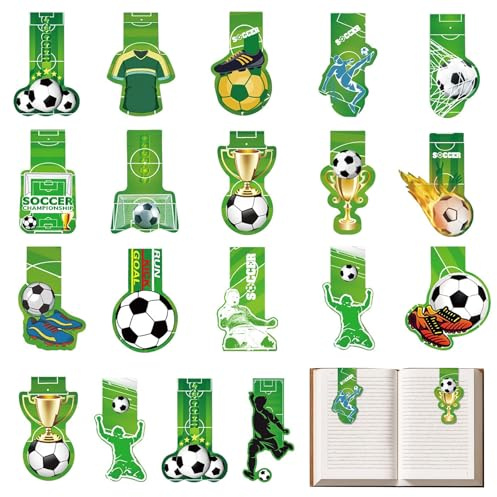 AIUNBEST 19 Stück Fußball Magnetische Lesezeichen, Fußball Geschenke Jungen Lesezeichen Kinder Ideal für Fußballfans Schüler und Freunde Fußball Mitgebsel Geburtstag Party