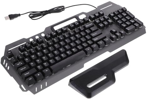 Gadpiparty Clavier Ergonomique Filaire à 104 Touches avec Repose-Poignets en Abs Confortable et Trous D'évacuation Anti-éclaboussures pour Bureau et Espace de Travail Noir