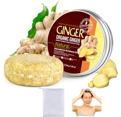 Ginger Shampoo Bar and Conditioner - Solid for All Hair Types Cleansing Formula with Natural- Solid Shampoo Soap with Natural for Scalp Care (Ginger)