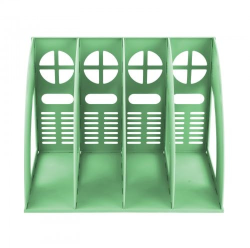 Porta Quaderni da Scrivania, Portariviste con 4 Scomparti, Portariviste da Scrivania Verticale, Robusto Organizer in Plastica per A4 Documenti, Porta Libri per Scuola, Ufficio, Casa (Verde)