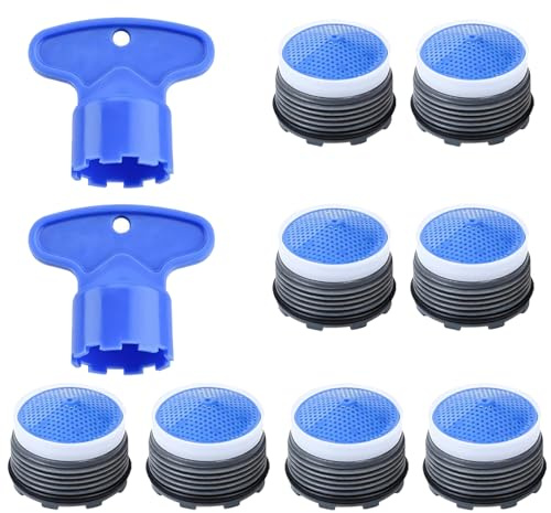8 Stück M21,5 Armatur Belüfter Set, Inkl. Strahlregler Sieb und Montageschlüssel für Waschbecken Wasserhahn