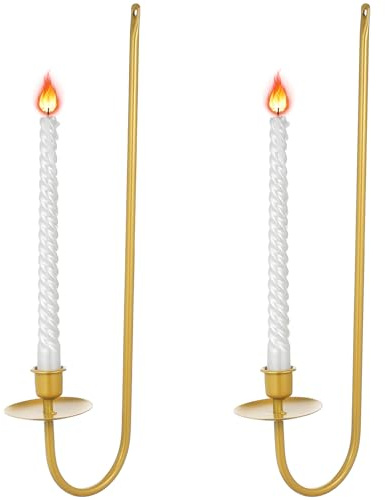 HIAKDOFT 2 Piezas Soportes de Pared para Velas de Metal de Diseño Elegante y Curvado Accesorios Decorativos para Comedor Sala y Oficina con Elevados para Mayor Seguridad