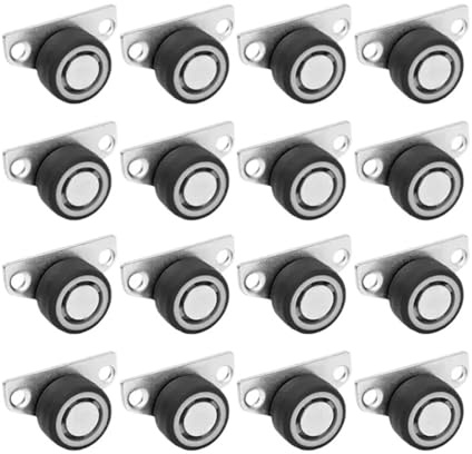 4/16PCS Mini Ruote girevoli for montaggio laterale, rotelle for mobili in gomma silenziose, ruote direzionali for da cucina con cassetto del carrello(16 PCS)
