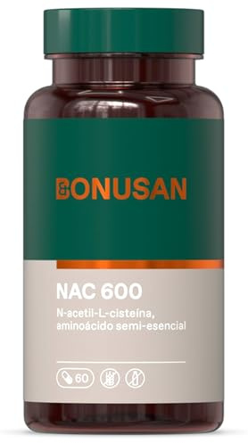 Bonusan NAC 600mg (N-Acetil-L-Cisteína) 60 Comprimidos - Precursor de Glutatión y Antioxidante Celular - Apoyo Respiratorio, Detox Hepático y Sistema Inmune - Alta Pureza