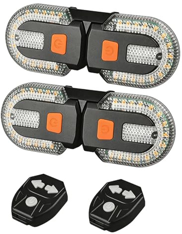 wkao 4 Rücklichter, wiederaufladbar über USB mit Blinkerfunktion und kabelloser Fernbedienung, ABS-Gehäuse, geteiltes Design, bietet Richtungswarnungen für Sicherheit bei Nacht